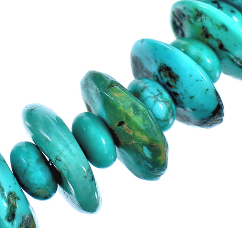 Southwestern Genuine Sterling Silver And Turquoise Bead Necklace DX117674